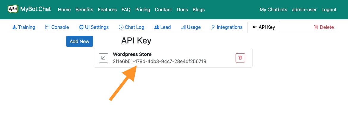 Copy API Key